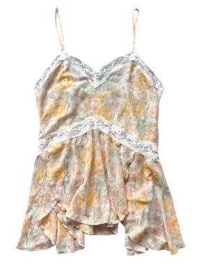 🌾 Free People Intimately Chiffon Lace-Trimmed Cami Tank, Size Small